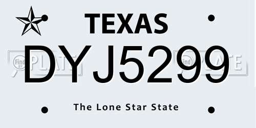 DYJ5299 Texas License Plate