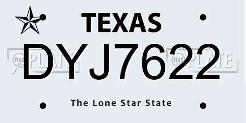 DYJ7622 Texas License Plate
