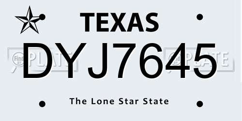 DYJ7645 Texas License Plate