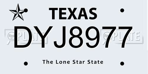 DYJ8977 Texas License Plate