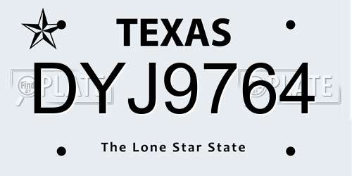 DYJ9764 Texas License Plate