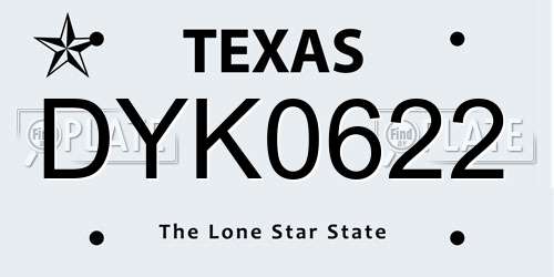 DYK0622 Texas License Plate
