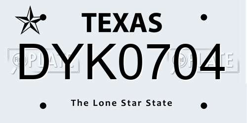 DYK0704 Texas License Plate