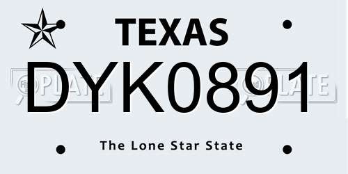DYK0891 Texas License Plate