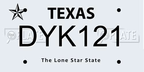 DYK121 Texas License Plate