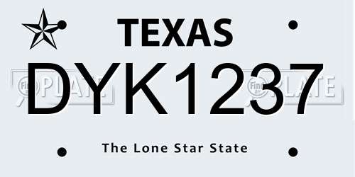 DYK1237 Texas License Plate