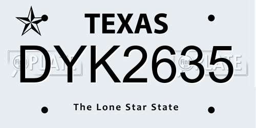 DYK2635 Texas License Plate