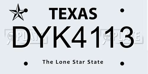 DYK4113 Texas License Plate