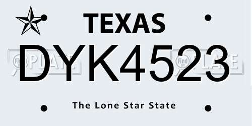 DYK4523 Texas License Plate