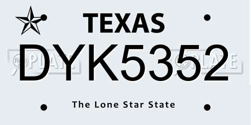 DYK5352 Texas License Plate