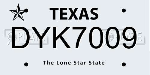 DYK7009 Texas License Plate