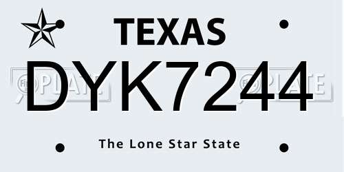 DYK7244 Texas License Plate