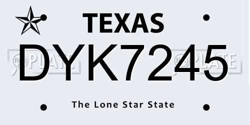 DYK7245 Texas License Plate