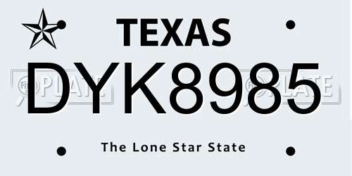 DYK8985 Texas License Plate