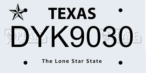 DYK9030 Texas License Plate