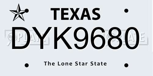 DYK9680 Texas License Plate
