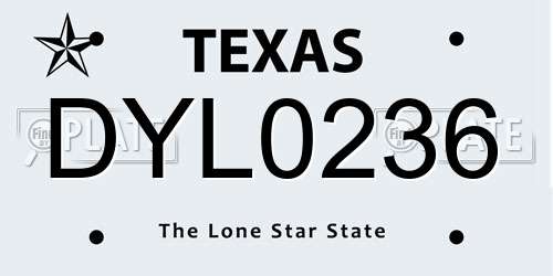 DYL0236 Texas License Plate