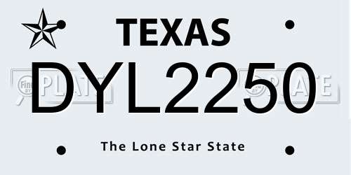 DYL2250 Texas License Plate