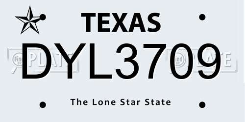DYL3709 Texas License Plate