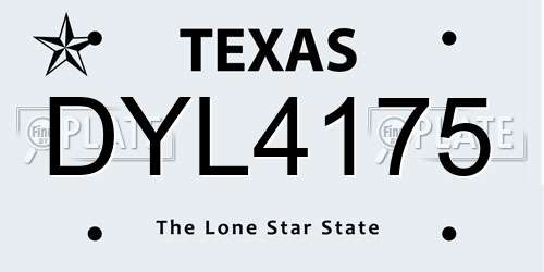 DYL4175 Texas License Plate