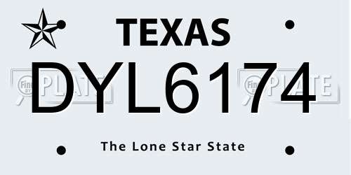 DYL6174 Texas License Plate