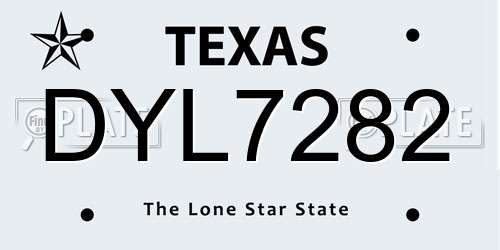 DYL7282 Texas License Plate