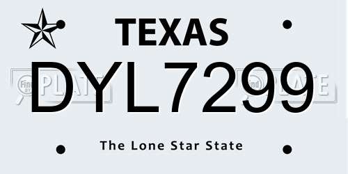 DYL7299 Texas License Plate