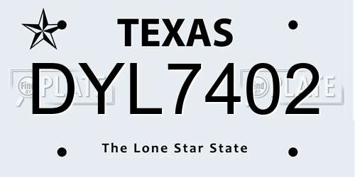 DYL7402 Texas License Plate