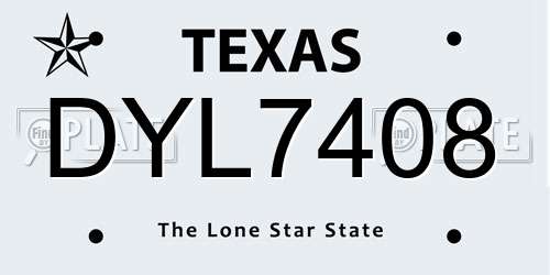 DYL7408 Texas License Plate