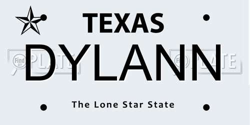 DYLANN Texas License Plate