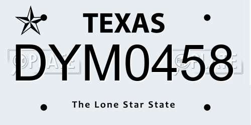 DYM0458 Texas License Plate
