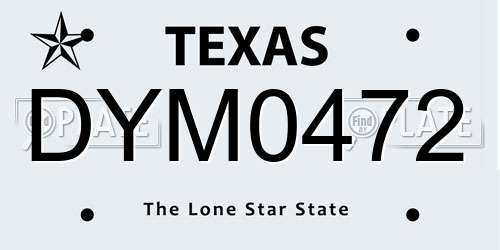 DYM0472 Texas License Plate