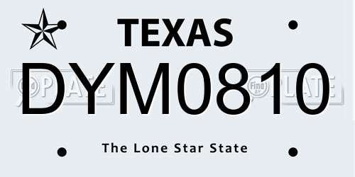 DYM0810 Texas License Plate
