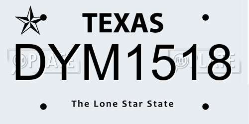 DYM1518 Texas License Plate