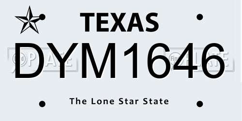DYM1646 Texas License Plate