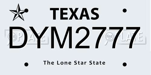 DYM2777 Texas License Plate