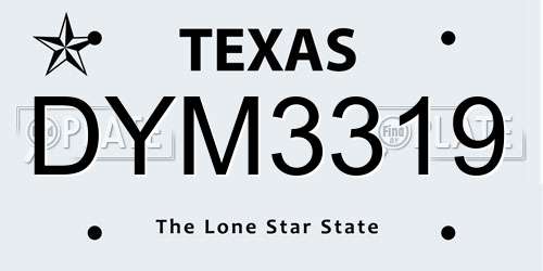 DYM3319 Texas License Plate