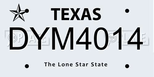 DYM4014 Texas License Plate