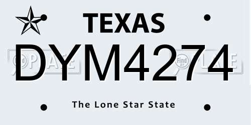 DYM4274 Texas License Plate