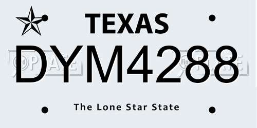 DYM4288 Texas License Plate
