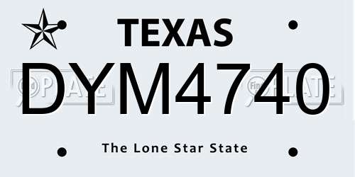 DYM4740 Texas License Plate