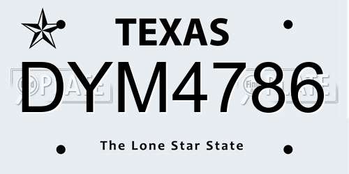DYM4786 Texas License Plate