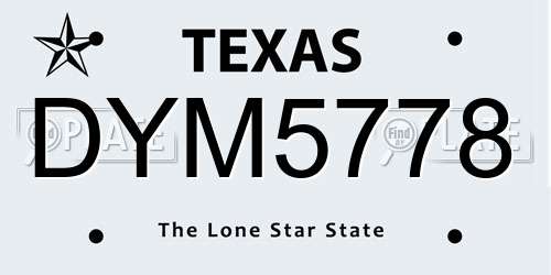 DYM5778 Texas License Plate