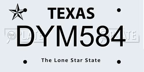 DYM584 Texas License Plate