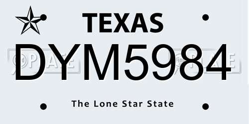 DYM5984 Texas License Plate