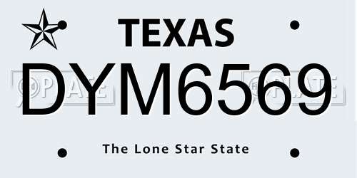 DYM6569 Texas License Plate