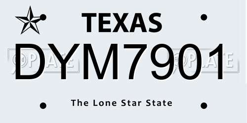 DYM7901 Texas License Plate