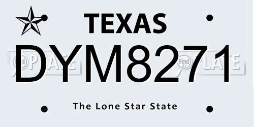 DYM8271 Texas License Plate