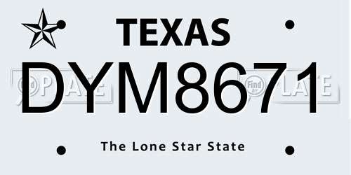 DYM8671 Texas License Plate