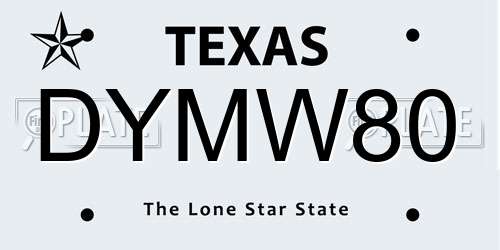 DYMW80 Texas License Plate